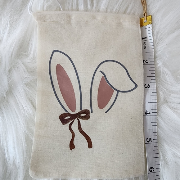 Easter Bunny and Egg Cotton Bags - Cream Pink Rose Gold Easter Basket Bag - Picture 8 of 9